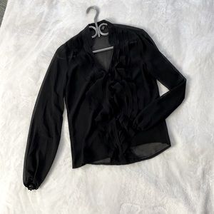 NWOT Sheer Ruffled Front Blouse